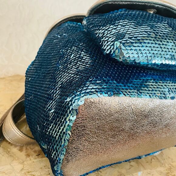COACH Turquoise poppy sequin backpack limited edition 16916 - Picture 8 of 10